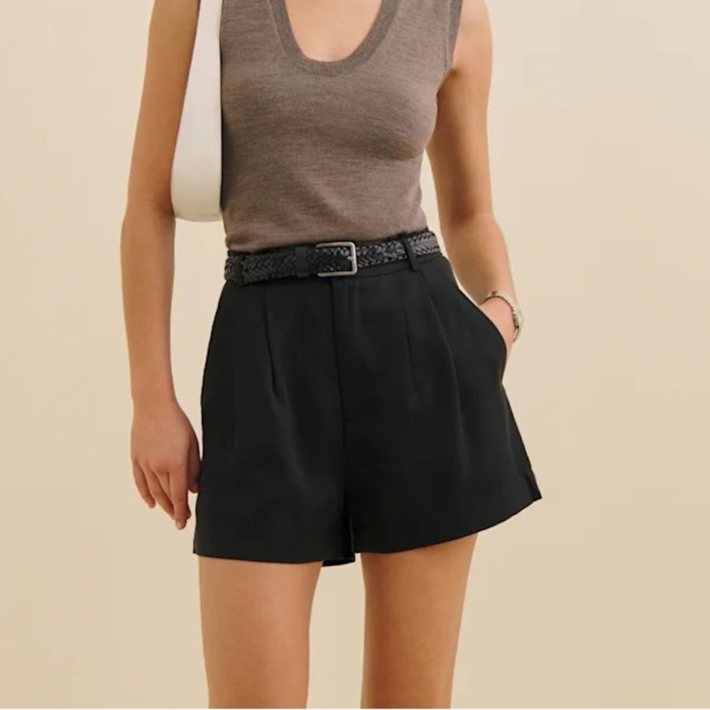 Reformation Black High-Waist Tailored Shorts
